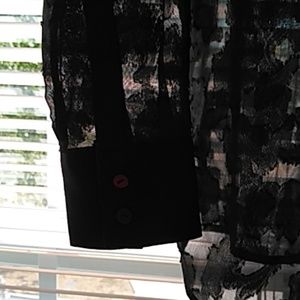 H & M Sheer Romantic Mob Wife Black Blouse Size 8